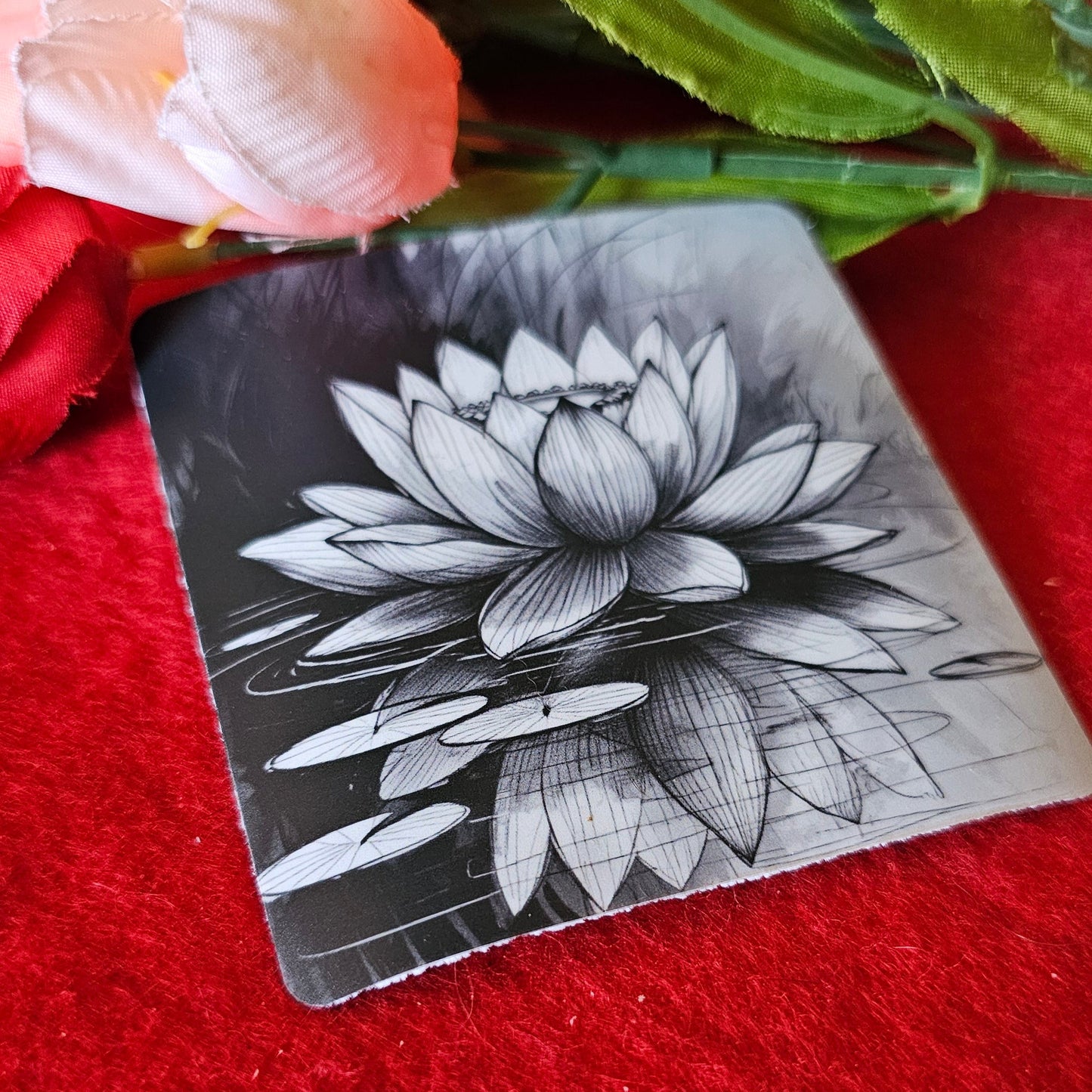 Hand-drawn Lotus Clear Vinyl Sticker