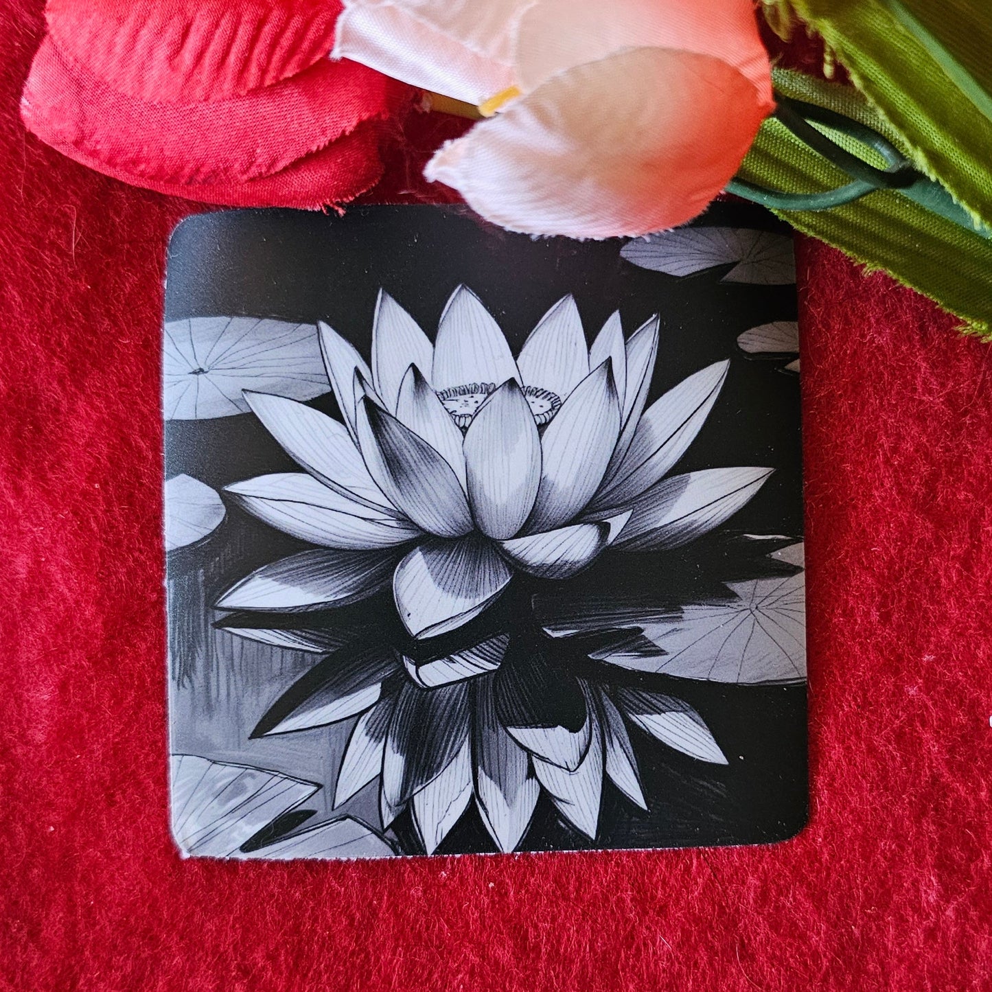 Hand-drawn Lotus Clear Vinyl Sticker