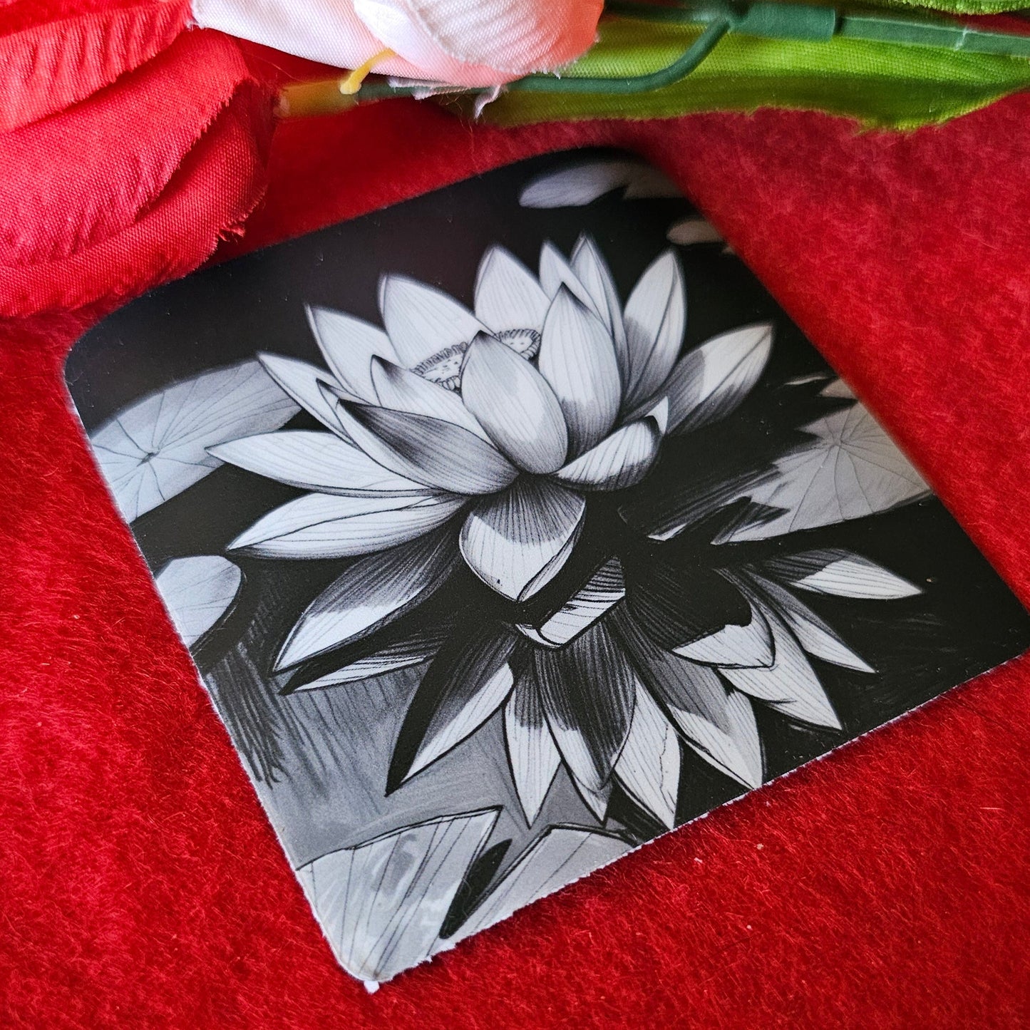 Hand-drawn Lotus Clear Vinyl Sticker