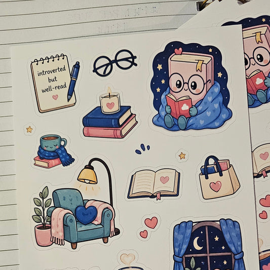 Bookie Booktrovert Sticker Sheet