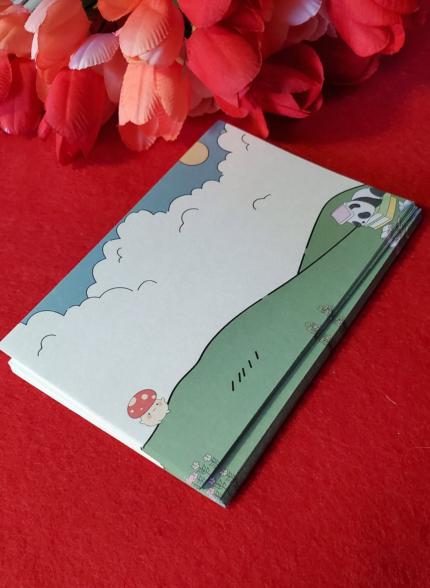 Kawaii Reading Panda Notecards