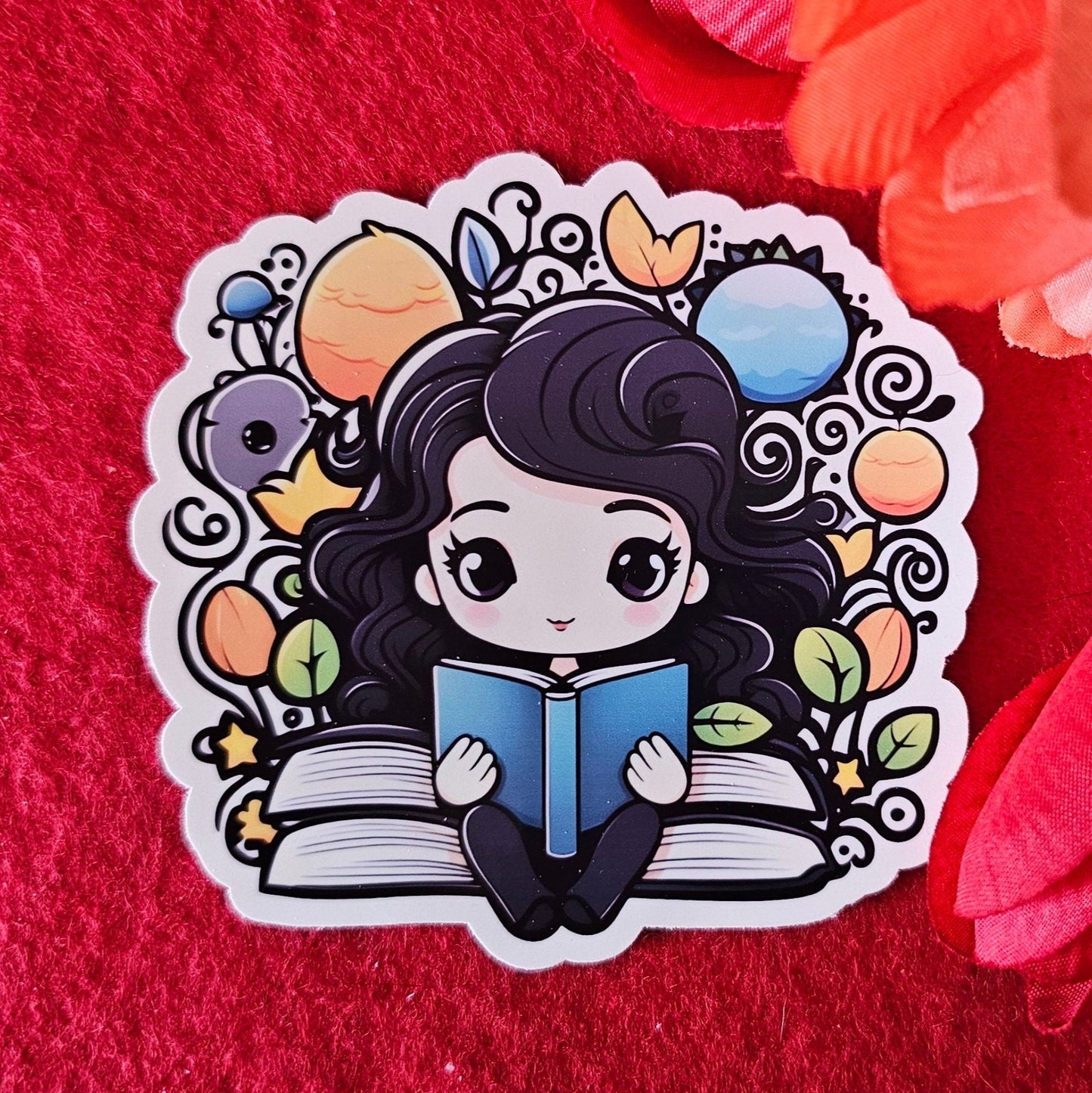 Blooming Reader Vinyl Sticker