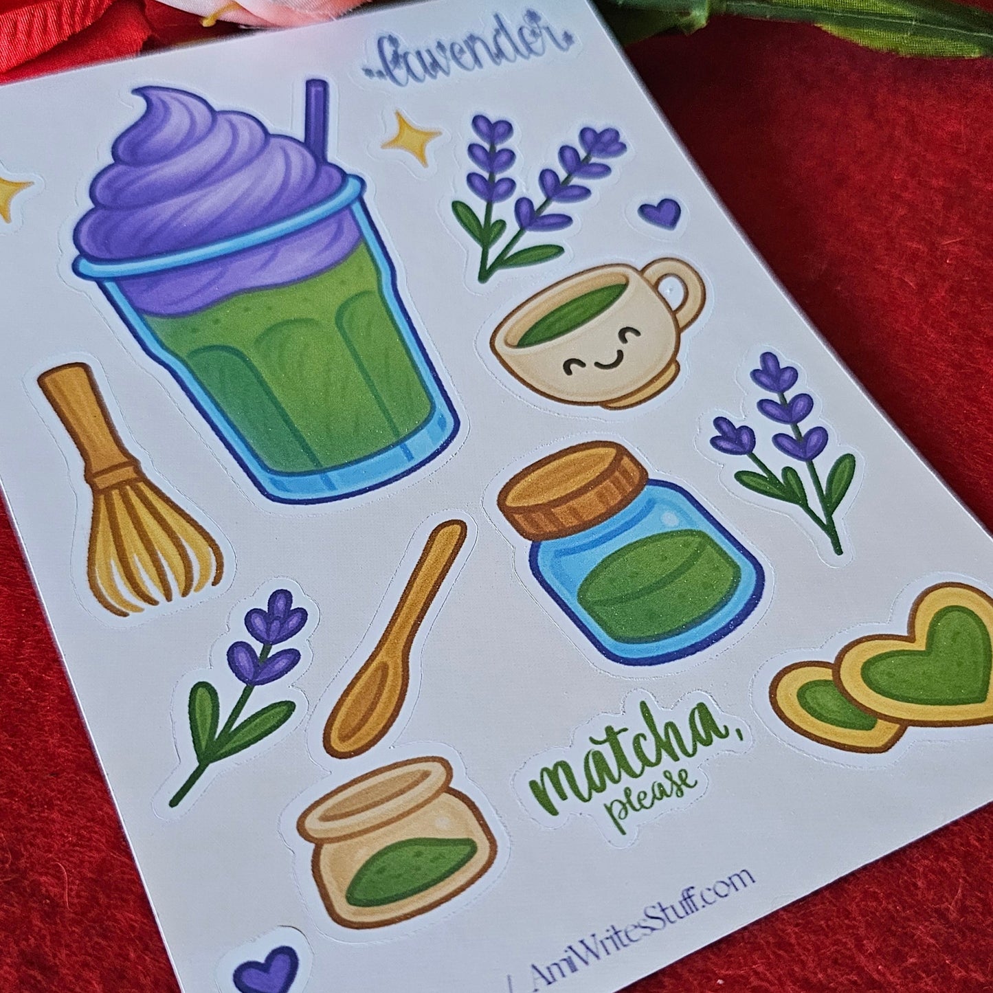 Lavender Matcha Sticker Sheet