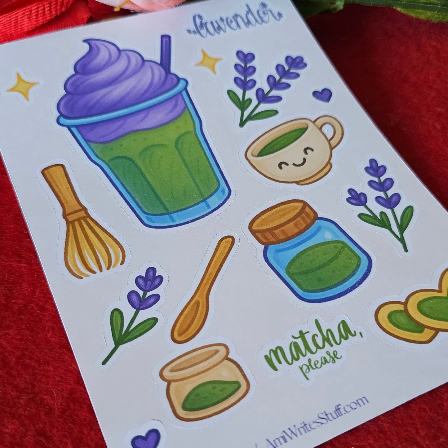 Lavender Matcha Sticker Sheet