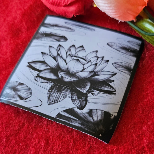 Hand-drawn Lotus Clear Vinyl Sticker
