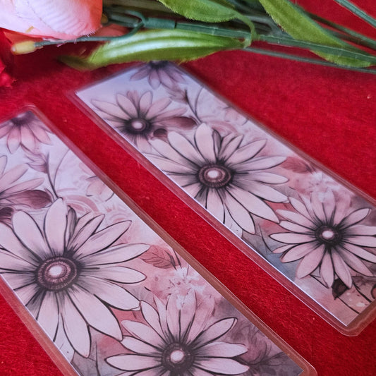 Pink Grunge Daisies Laminated Bookmark
