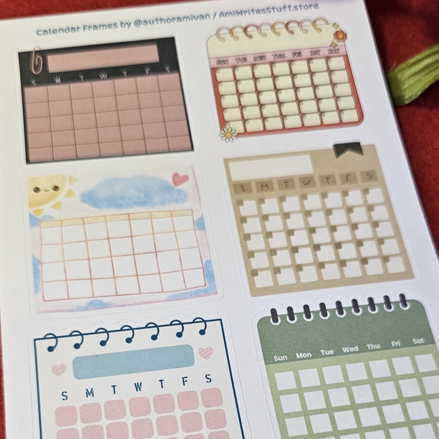 Monthly Frames Sticker Sheet, Calendar Planner