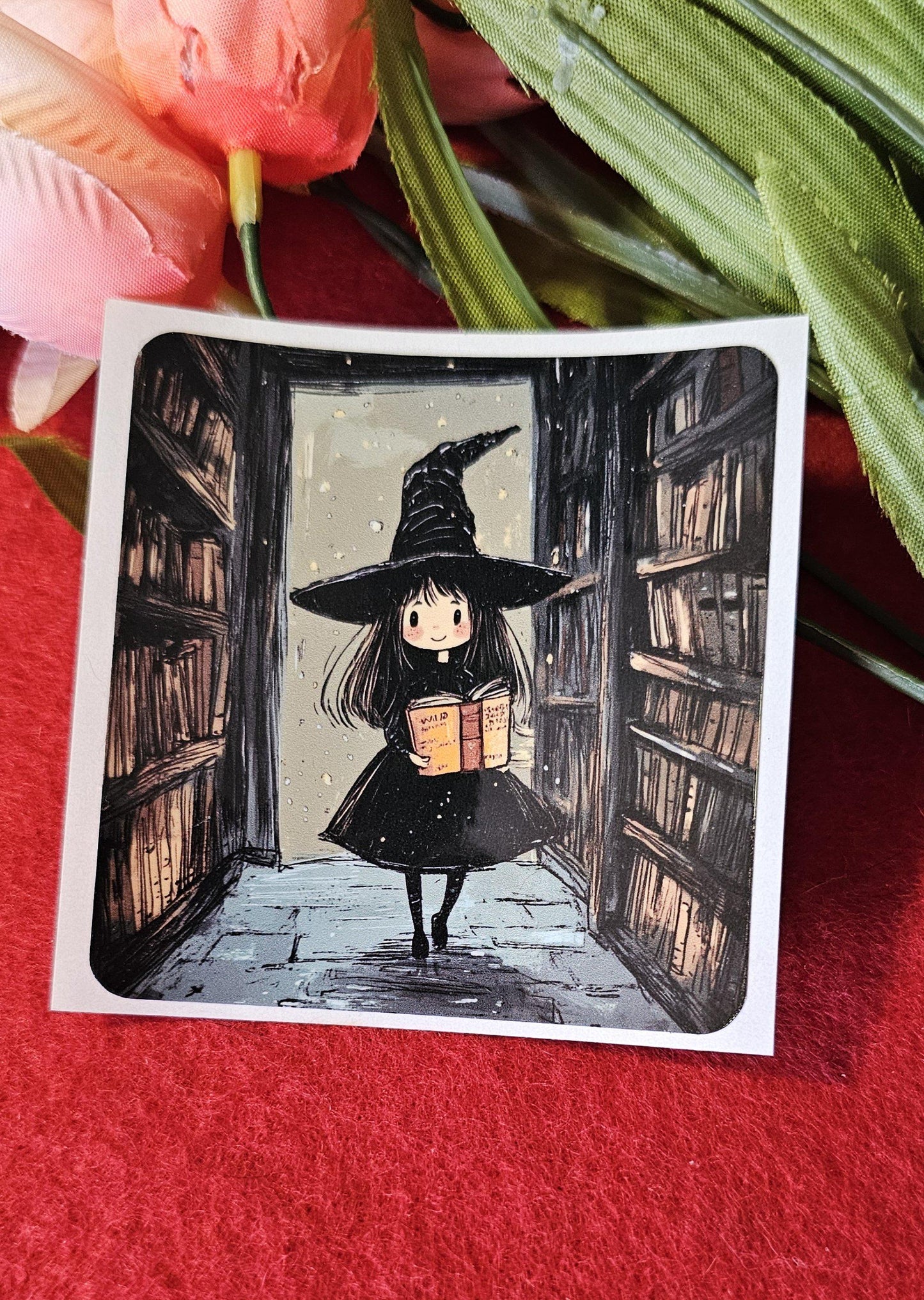 Bookstore Witch Vinyl Sticker