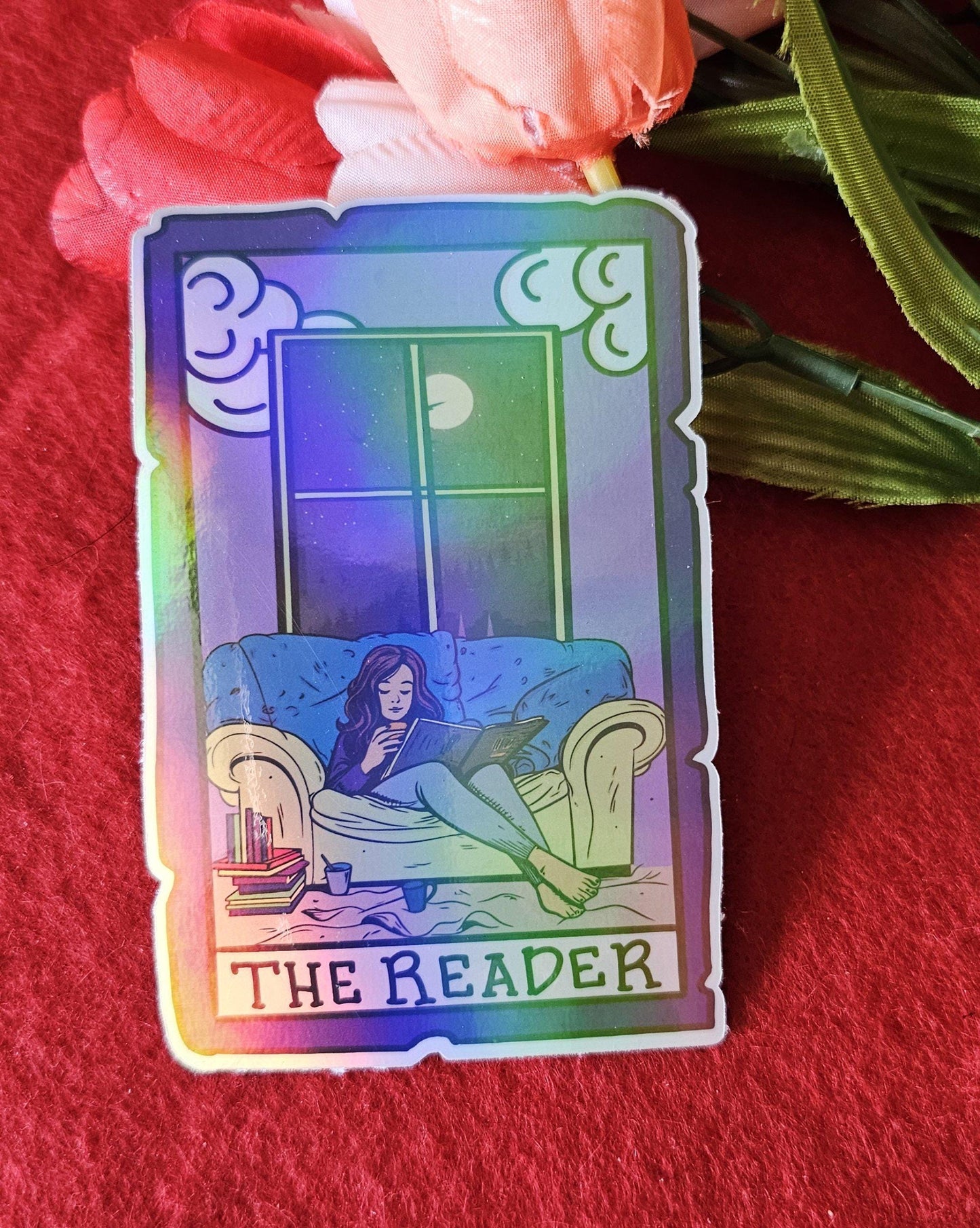 The Reader Holographic Sticker, Tarot Sticker