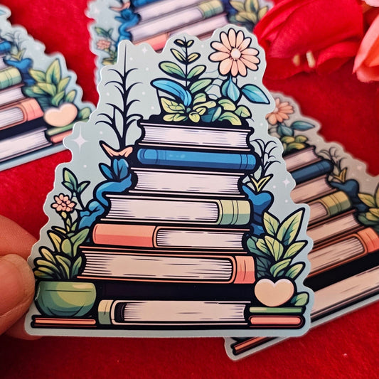 Dusk or Dawn Spring Bookstack Vinyl Sticker