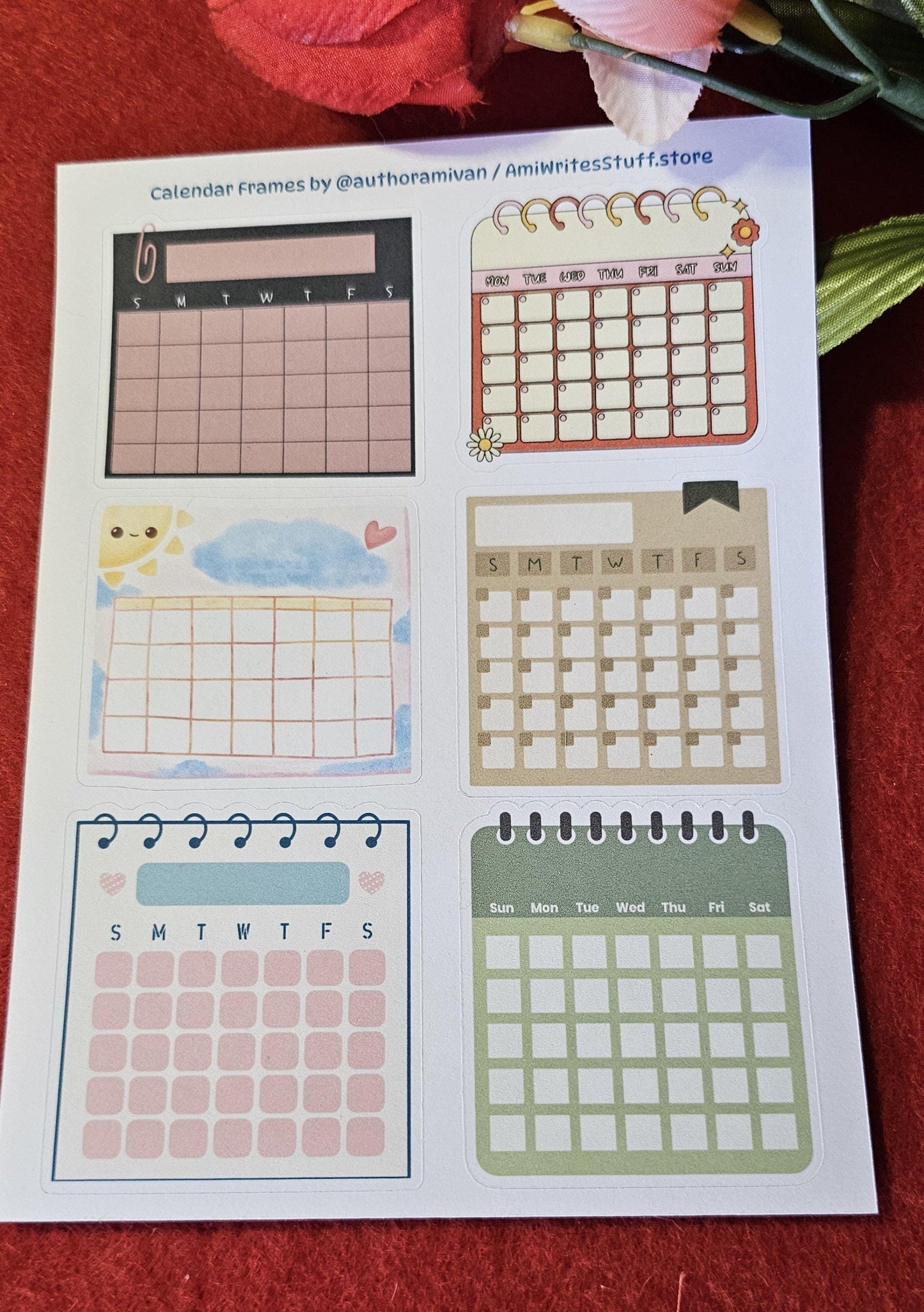 Monthly Frames Sticker Sheet, Calendar Planner