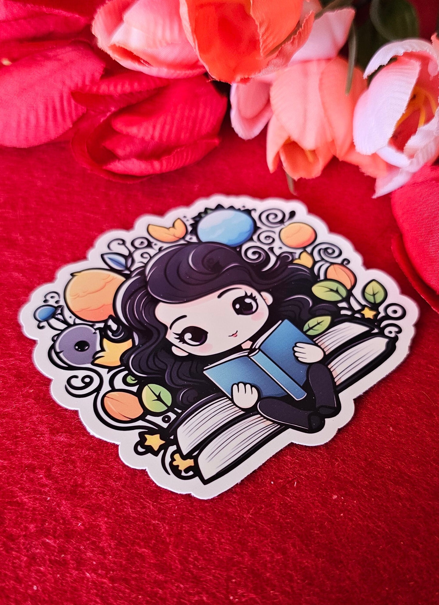 Blooming Reader Vinyl Sticker