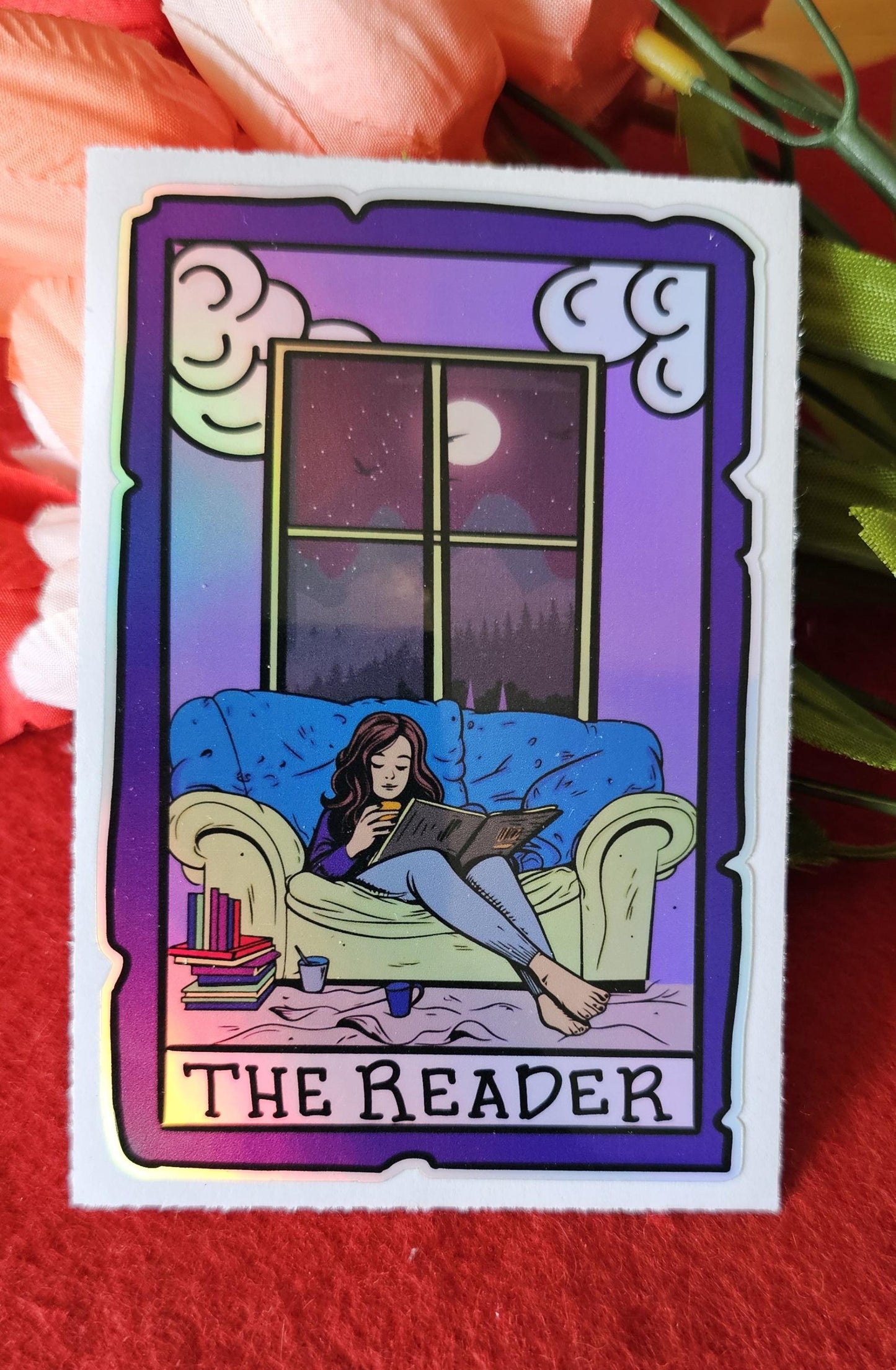 The Reader Holographic Sticker, Tarot Sticker