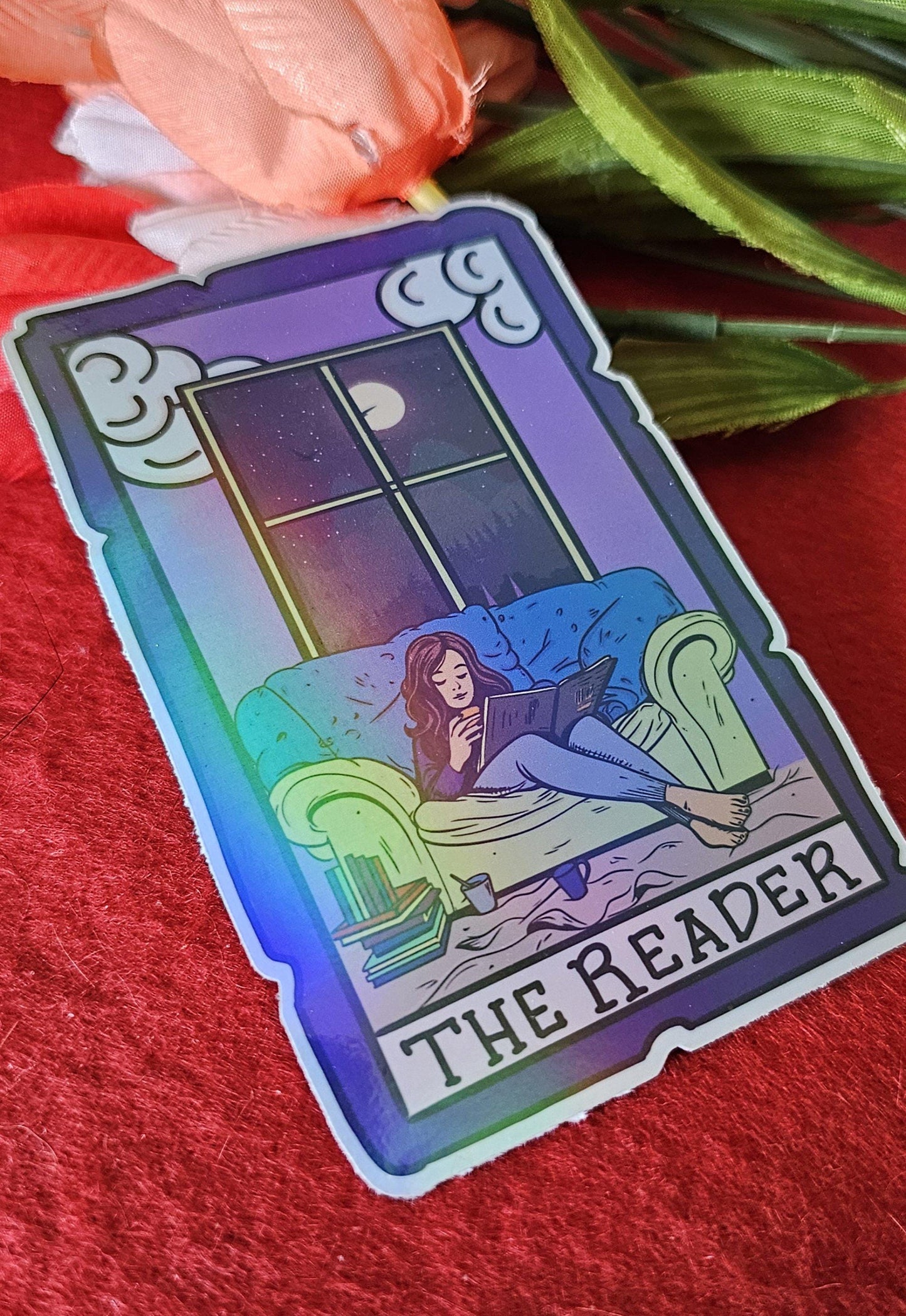 The Reader Holographic Sticker, Tarot Sticker