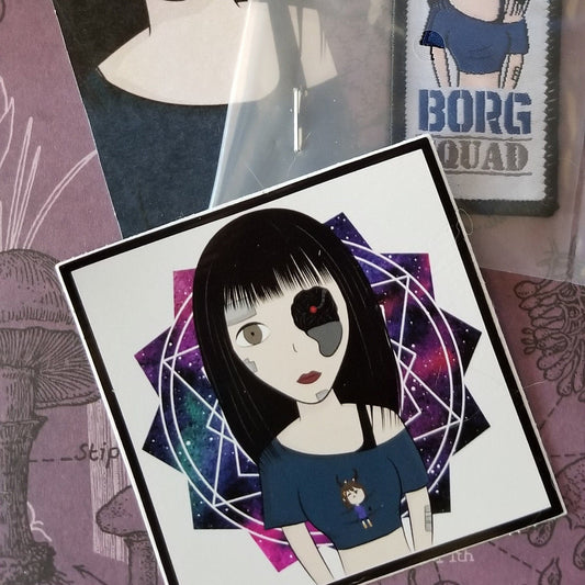 Borg Girl Vinyl Sticker & Patch Set