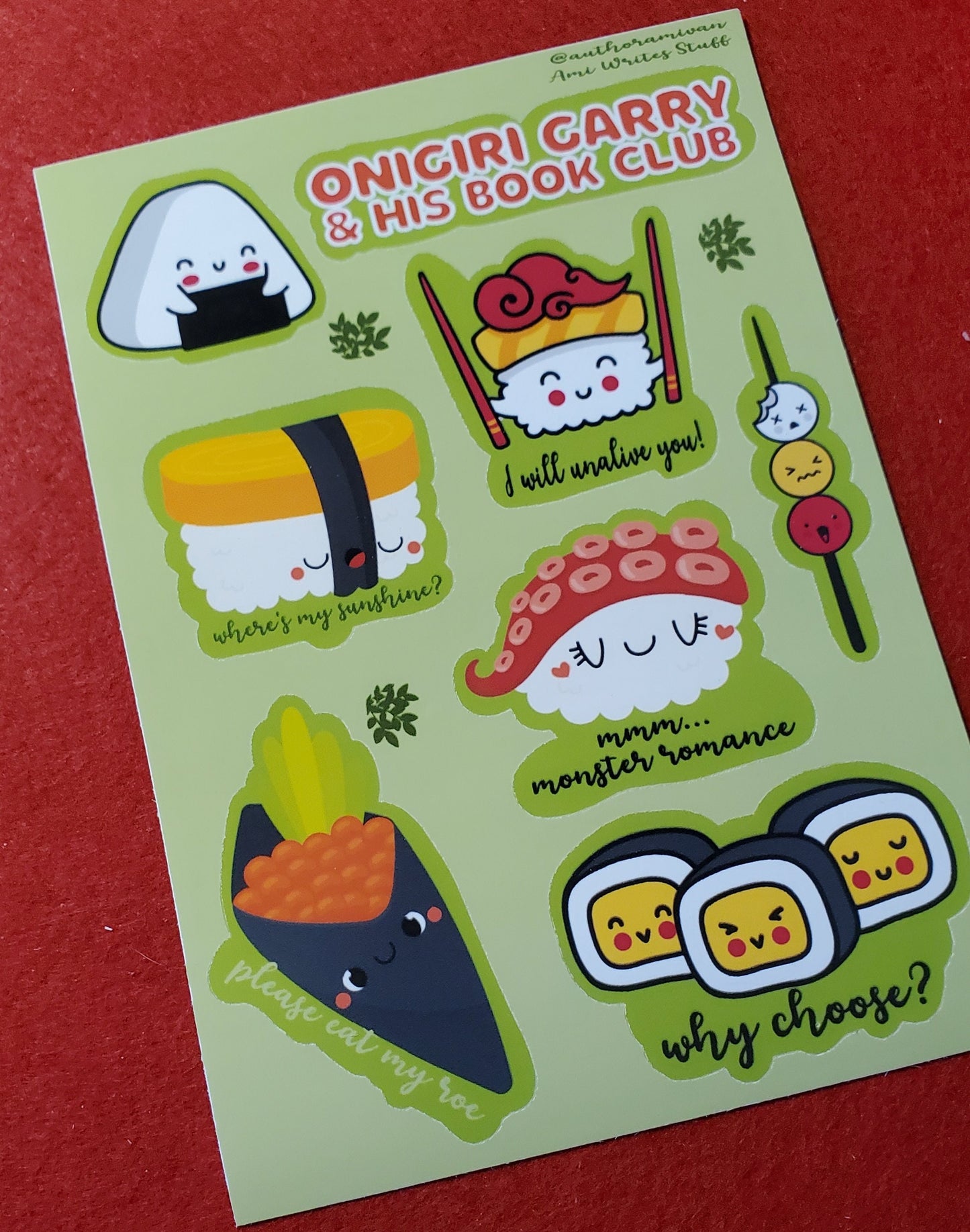 Onigiri Garry & His Book Club Vinyl Sticker Sheet