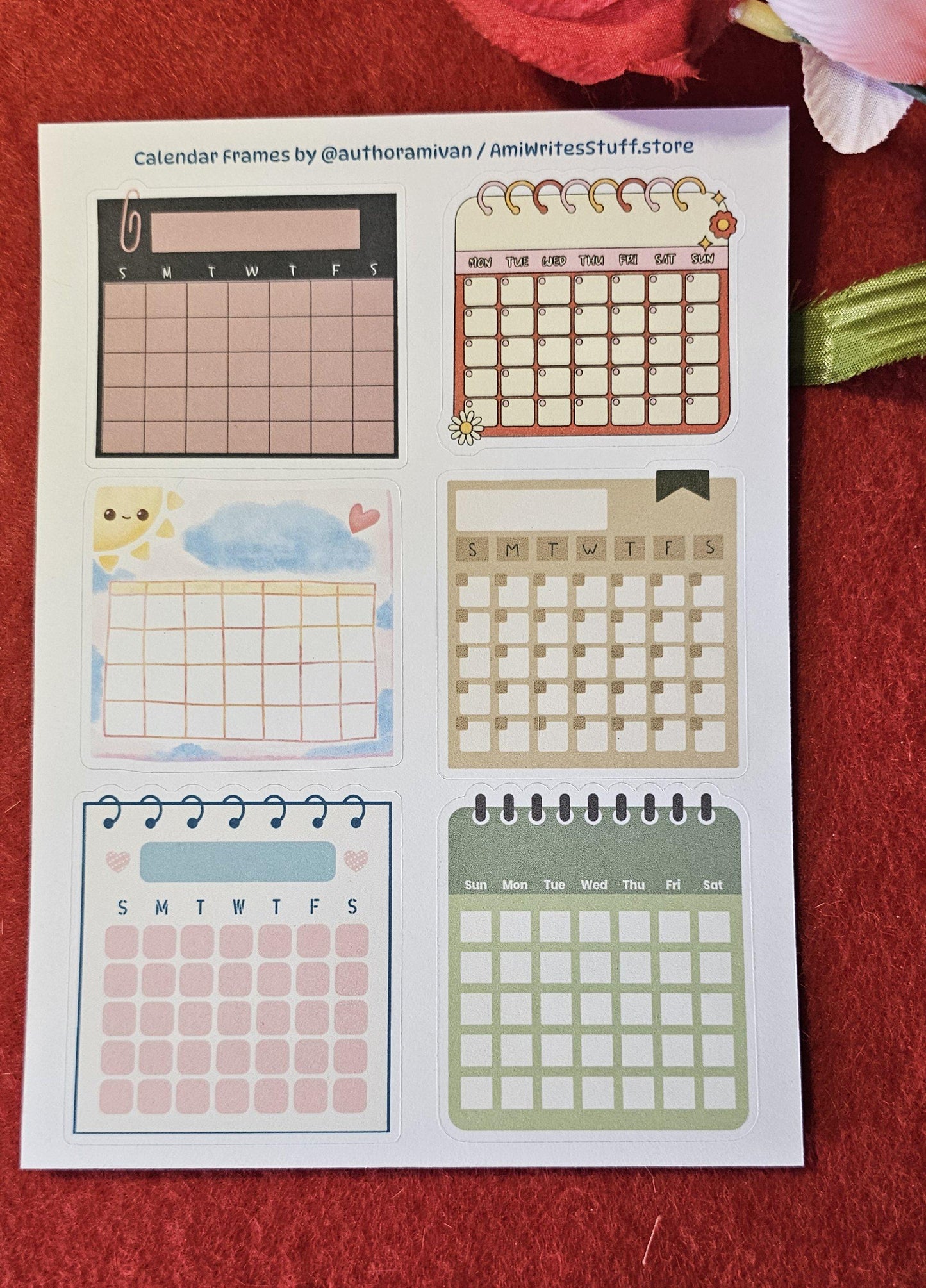 Monthly Frames Sticker Sheet, Calendar Planner